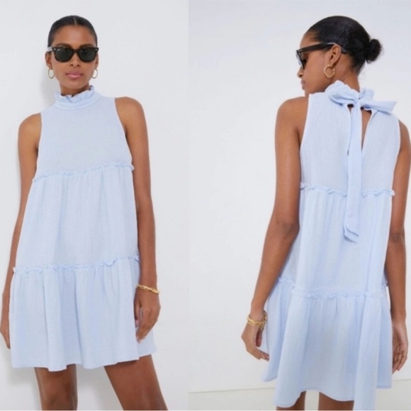 Women’s Pomander Place Gauze Morgan Swing Tiered Mini Dress White Size Large - Picture 2 of 9